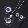 Комплект ювелирных изделий Huamei Luxury Temperament Royal Blue Имитация синей шпинели Серьги Кольцо Ожерелье Женское 10 * 10