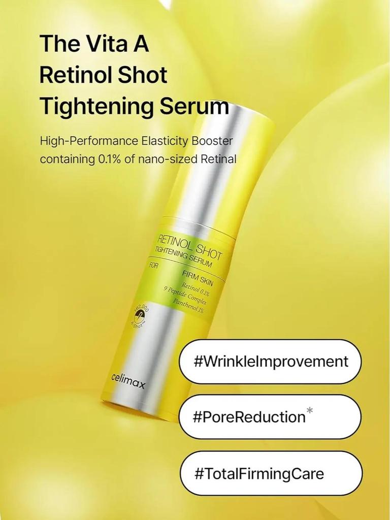 Сыворотка-бустер Vita A Retinol Shot для подтяжки кожи | Морщины и мелкие линии, более упругая кожа, против старения, выравнивание тона кожи