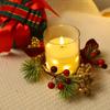Artificial Berries Pinecone Pine Christmas Candle Ring  Dining Table Centerpiece