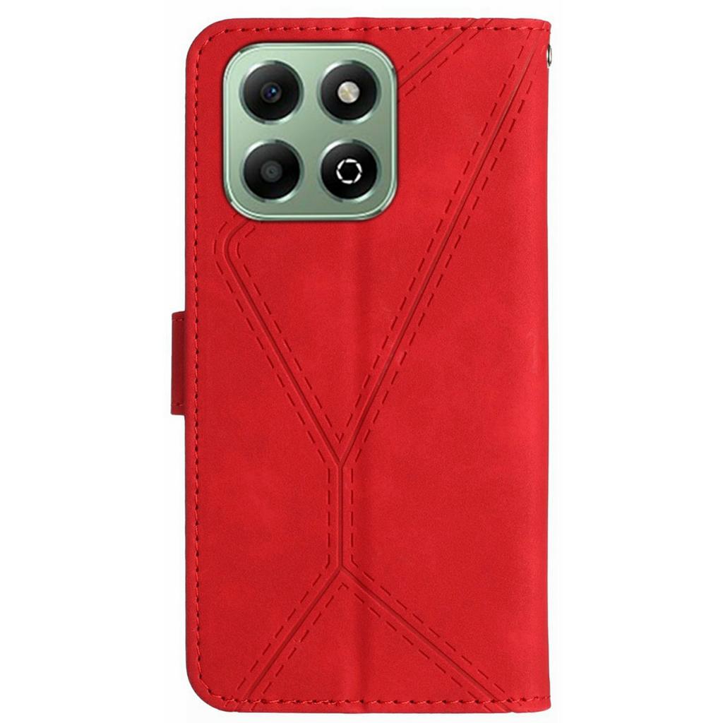 HT05 For Honor X7c 4G/200 Smart 5G Case Skin-Touch Lines PU Leather Flip Phone Cover