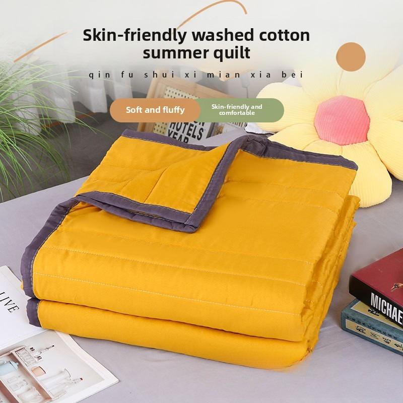 Летнее одеяло из стиранного хлопка, летнее прохладное одеяло из чистого хлопка, одинарное, двуспальное, одеяло для кондиционера, студенческое общежитие, летнее одеяло, наполнитель