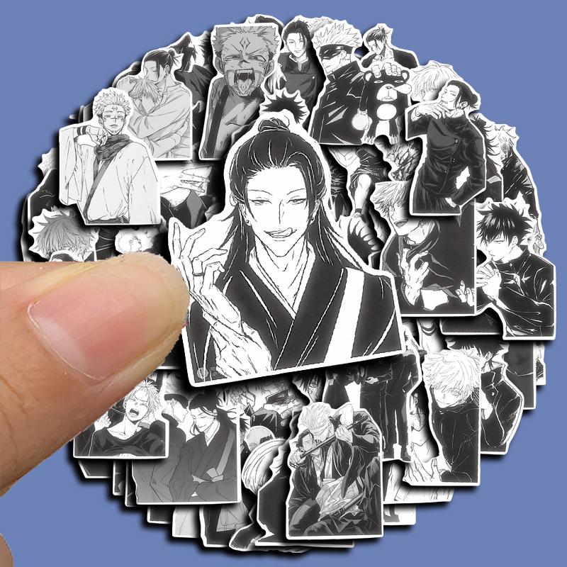 Черно-белые аниме-персонажи Jujutsu Kaisen 60 листов стикеров для дневника и чехол для телефона