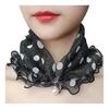 Faux Silk Scarf Lightweight Mesh Soft Shiny Touch Edge-covered Design Scarf with Faux Pearl Decor Neck Decoration