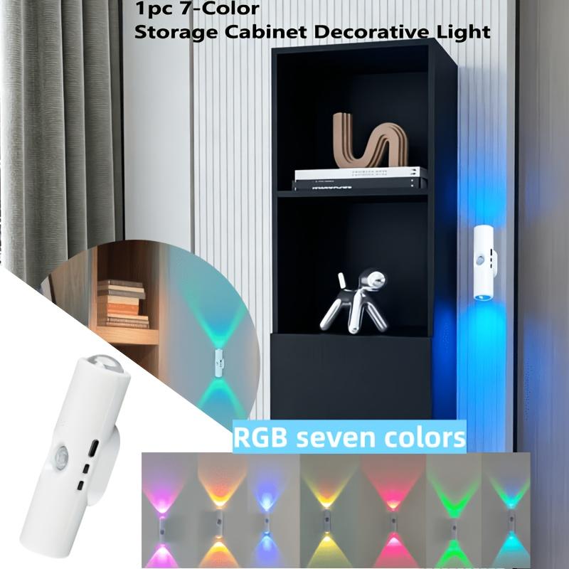 Магнитный настенный светильник с RGB-подсветкой, меняющей цвет, с PIR-датчиком движения, направленный вверх-вниз, беспроводной, атмосферный ночник