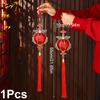 1Pc Festival Gifts Festive Atmosphere with Tassels Delicate Double Pattern Joyful Pendant Arrange Decorations Red Lantern