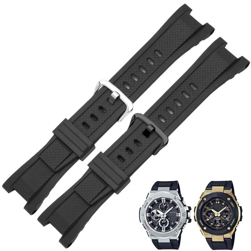 Резиновый ремешок для часов Casio GST-W120L S130L S310 B100 GST-W100G, высококачественные силиконовые аксессуары для ремешка часов 26 мм-14 мм