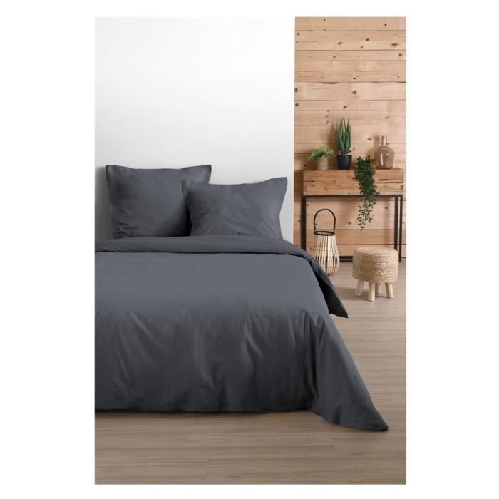 Housse de couette - Ardoise - 220 x 240 cm - 100% Coton - Lavage 30° - Oeko-Tex®