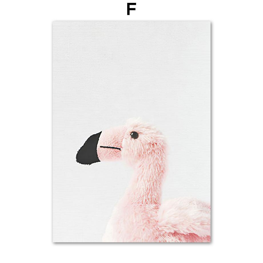 Плюшевые игрушки Слон Жираф Тигр Фламинго Медведь Детская Настенная картина на холсте Плакаты и принты Декор Картина для детской комнаты