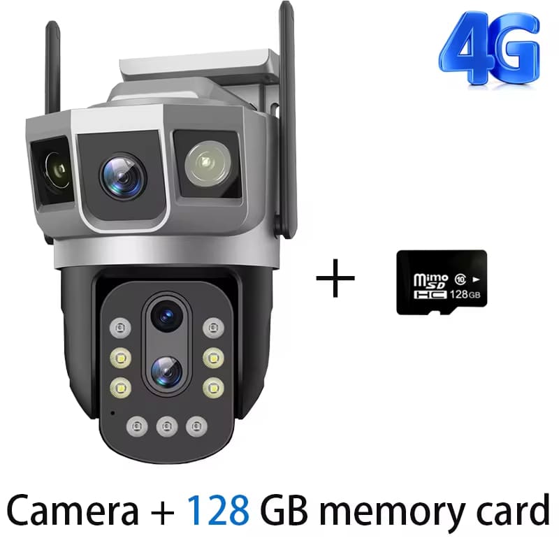 LS VISION 4G SIM Card Three Screen IP Camera 10X Optical Zoom PTZ Auto Tracking Waterproof Outdoor Home CCTV Security Protection Camera