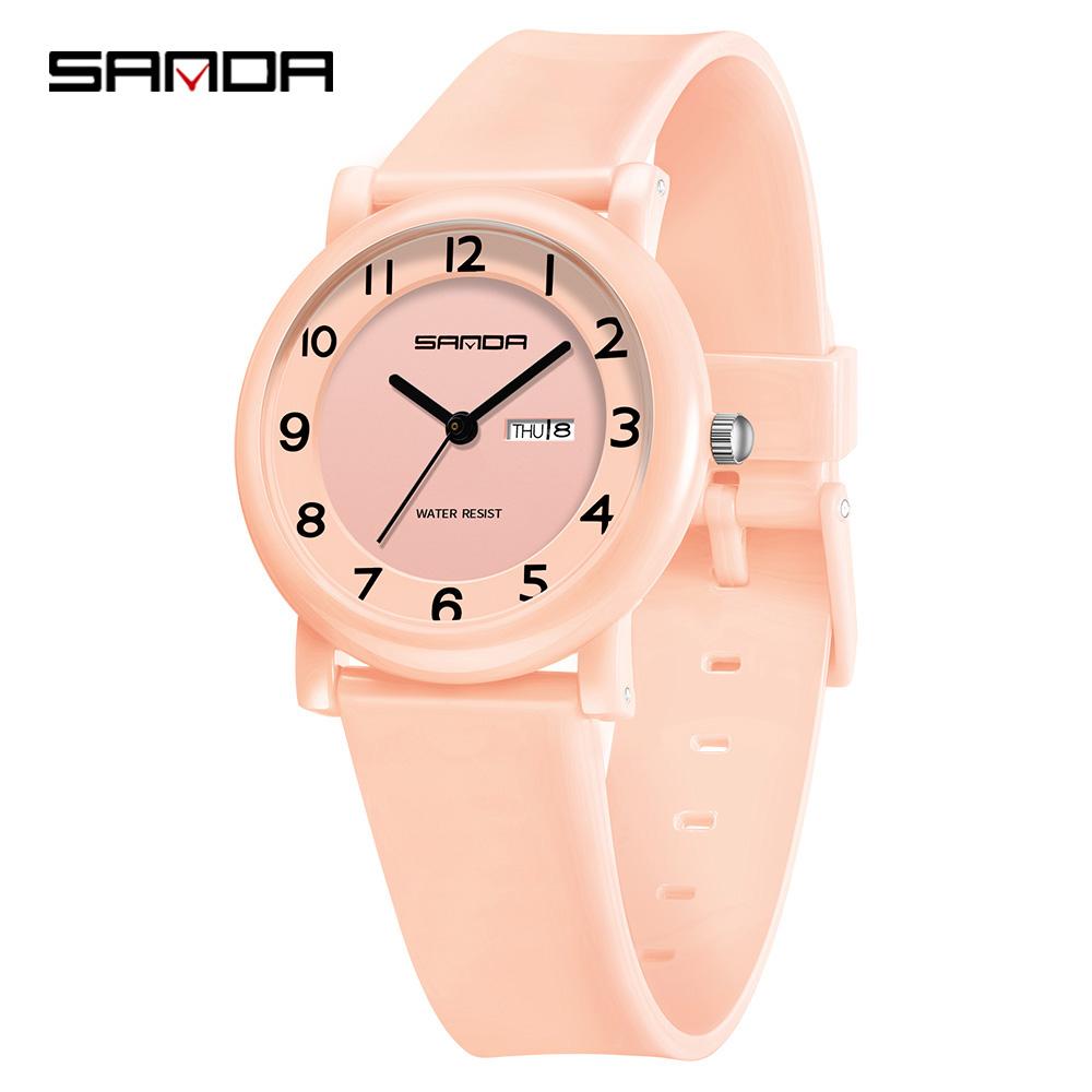 SANDA 3255 Simple Fashion Children's Quartz Watch Fashion Children's Quartz Watch Dual Calendar Display Waterproof