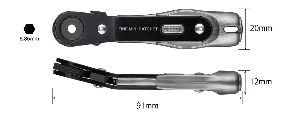 VESSEL Ultra-thin Fine Mini Ratchet Driver, Bend Type, with 4 Sockets, TD-26B