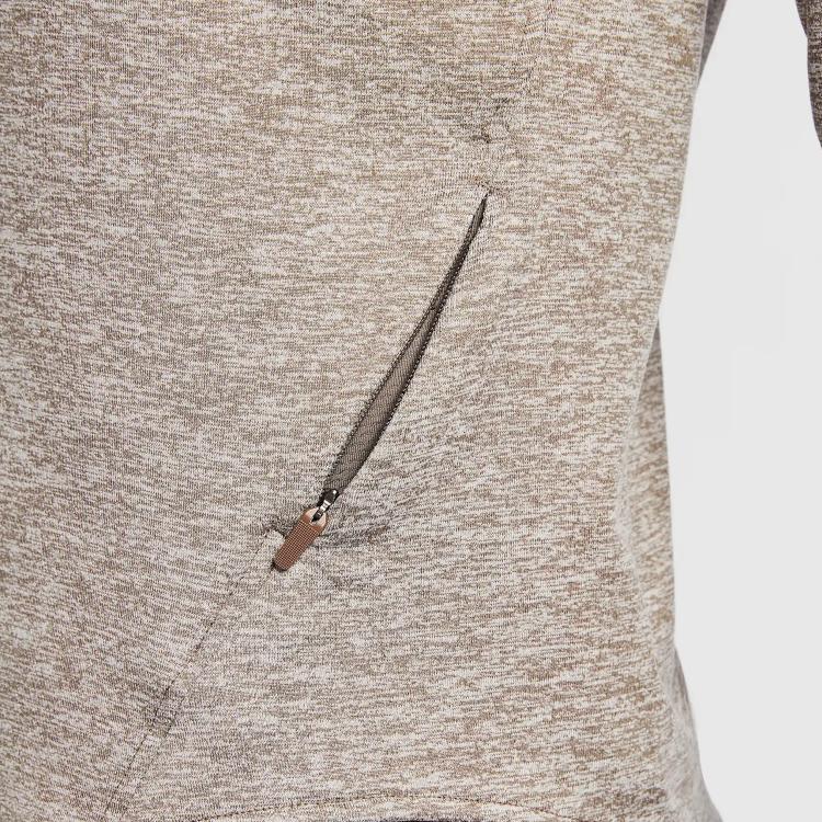 Nike Свитшот UVDri-Fit Casual Удобная футболка с длинным рукавом Влагоотводящая Свободная Женские топы Норка-коричневый Меланжевый Розовый Вереск HQ0500233