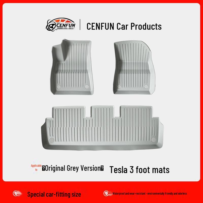 Tesla Model Y/3 Custom Double-Layer Gray Floor Mats Model 3 TPE Accessories
