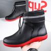 New Winter Outdoors Men's Rain Boots Short Tube Non-Slip Waterproof Velvet Warm Rubber Shoes Men Kitchen Work Fishing Rain Boots