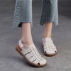 Johnature Genuine Leather Woven Flat Sandals Hollow Breathable Casual Comfortable Roman Women's Shoes