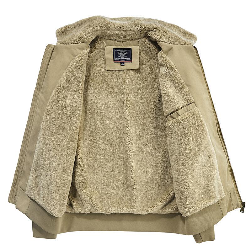 Осенне-зимняя куртка из овечьей шерсти, мужская бархатная утолщенная теплая рабочая одежда с лацканами, хлопковое пальто, повседневная модная куртка для мужчин