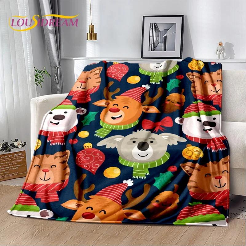 Merry Christmas Tree Santa Claus Gift Plush Blanket,Flannel Blanket Throw Blanket for Living Room Bedroom Bed Sofa Picnic Hiking