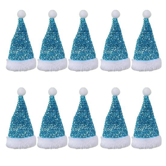 10 шт., мини-шляпа Санта-Клауса, 10 шт., праздничные рождественские украшения для стола, чехлы для вилок, товары для дома