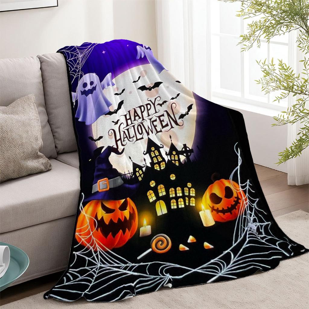 Halloween Castle Ghost Printed Blanket for Sofa Bed Travel Camping Living Room Office Conditioning Blanket for All Seasons Gifts