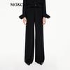 MO&Co. Women's Lightweight Wool Blend Wide-Leg Trousers