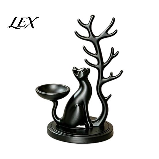 Desktop Storage Tray Cute Cat Tree Branch Jewelry Organizer, 3D Printed Earring Bracelet Hair Decorative Trinket Tie Holder, Display Stand for Vanity,