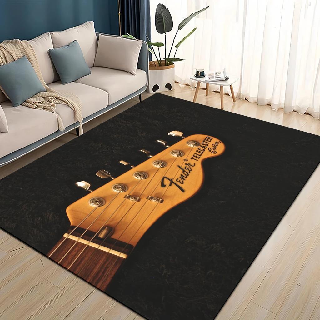 3D Ретро лого Fender Гитарные Инструменты Музыка Ковер Коврик для Гостиной Спальни Дома Декорация Дивана, Детский Нескользящий Напольный Коврик