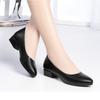 Весенние рабочие туфли черные профессиональные женские удобные туфли с круглым носком туфли-лодочки на низком каблуке из мягкой кожи офисные деловые туфли