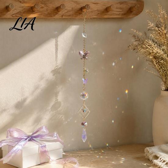 Sophisticated Courtyard Ornament Butterfly Crystal Suncatcher Wind Chime, Rainbow Maker Prism Hanging Ornament, Elegant Room Decor Indoor Outdoor