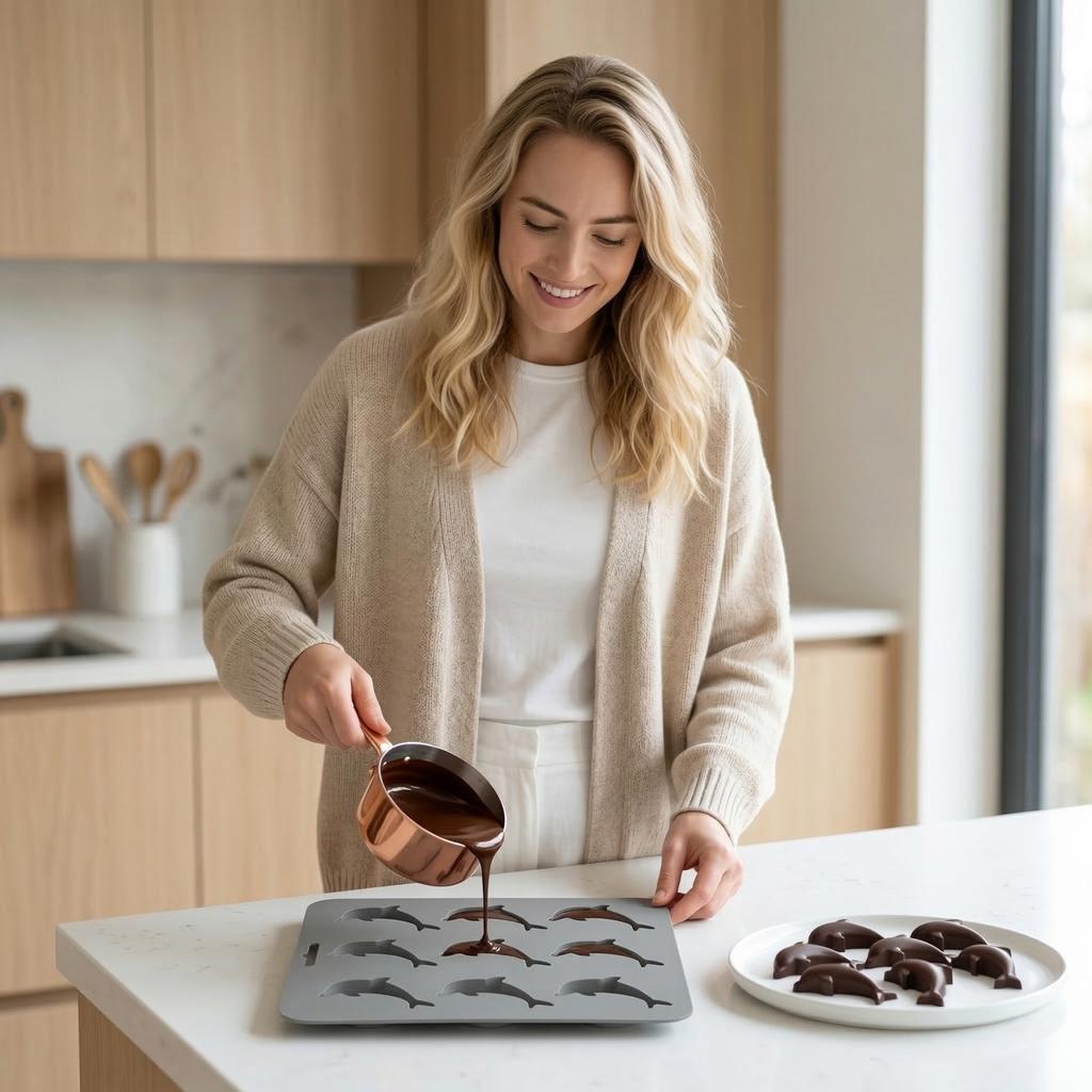 Animals Ice- Mold - Ocean Animals Turtle,Dolphins,Penguins,Silicone Mold For Baking Muffin Cake, Chocolate,Candy, Soap