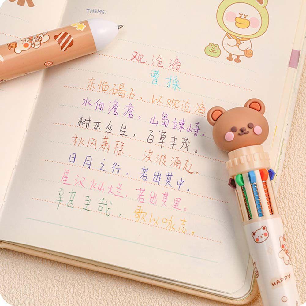 Office Supplies Stationery Student Writing Pens Cartoon Bear Ballpoint Pen Ten Color Ball Pen