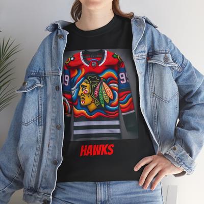 Фэнтези Хоккейная Футболка Hawks, Унисекс Футболка для Спортивных Фанатов, Унисекс Футболка для Фанатов Хоккея