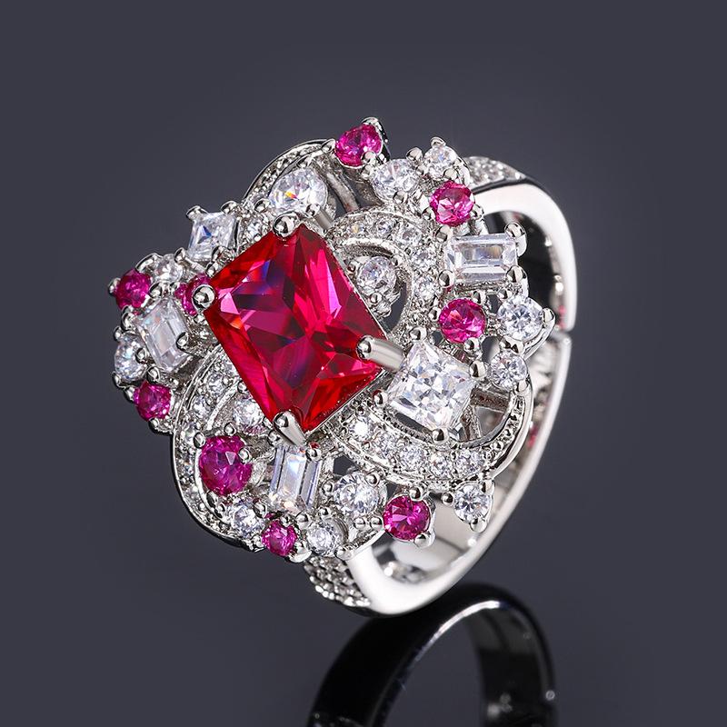 Ювелирные изделия Королевский синий имитация драгоценного камня кольцо женское роскошное красное цирконовое кольцо