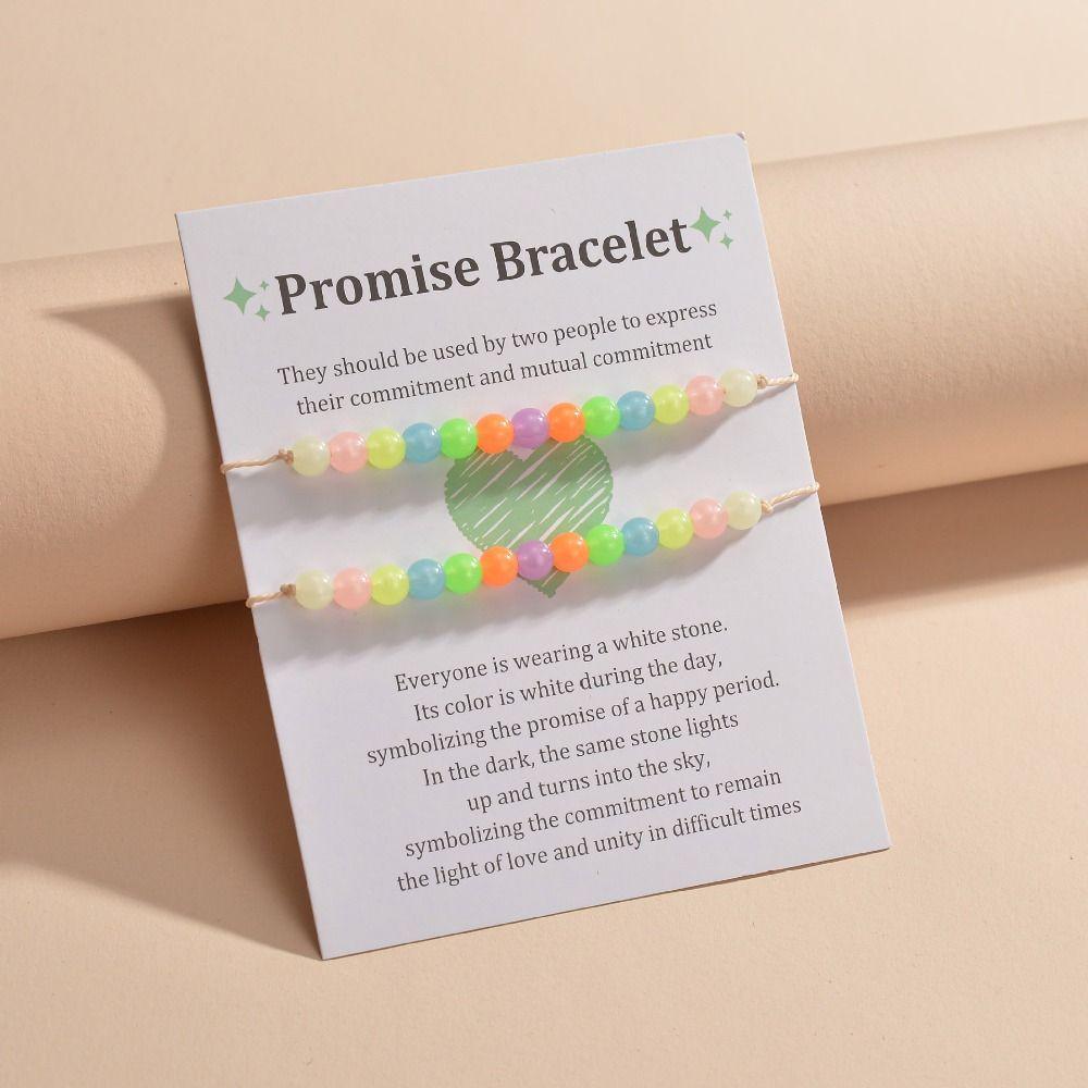 2Pcs/Set Glow in The Dark Luminous Bracelet Friendship Couple Bracelet Fashion Beads Braided Rope
