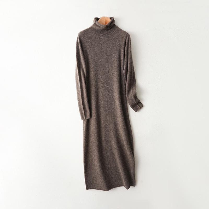 Women Sweater Dress 100% Wool MODERN NEW SAGA Turtleneck Knit Long Pullover Winter Jumpers Wool Long Dress Female