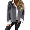 Winter Women Jacket Round Neck Thick Fleece Open Stitch Short Type Cardigan Long