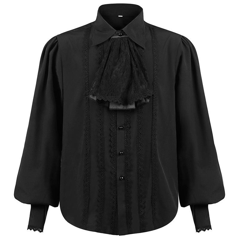 Men Dress Shirts Long Sleeve Vampire Renaissance Steampunk Gothic Ruffled Vintage Medieval Shirts Men Clothing Chemise Male