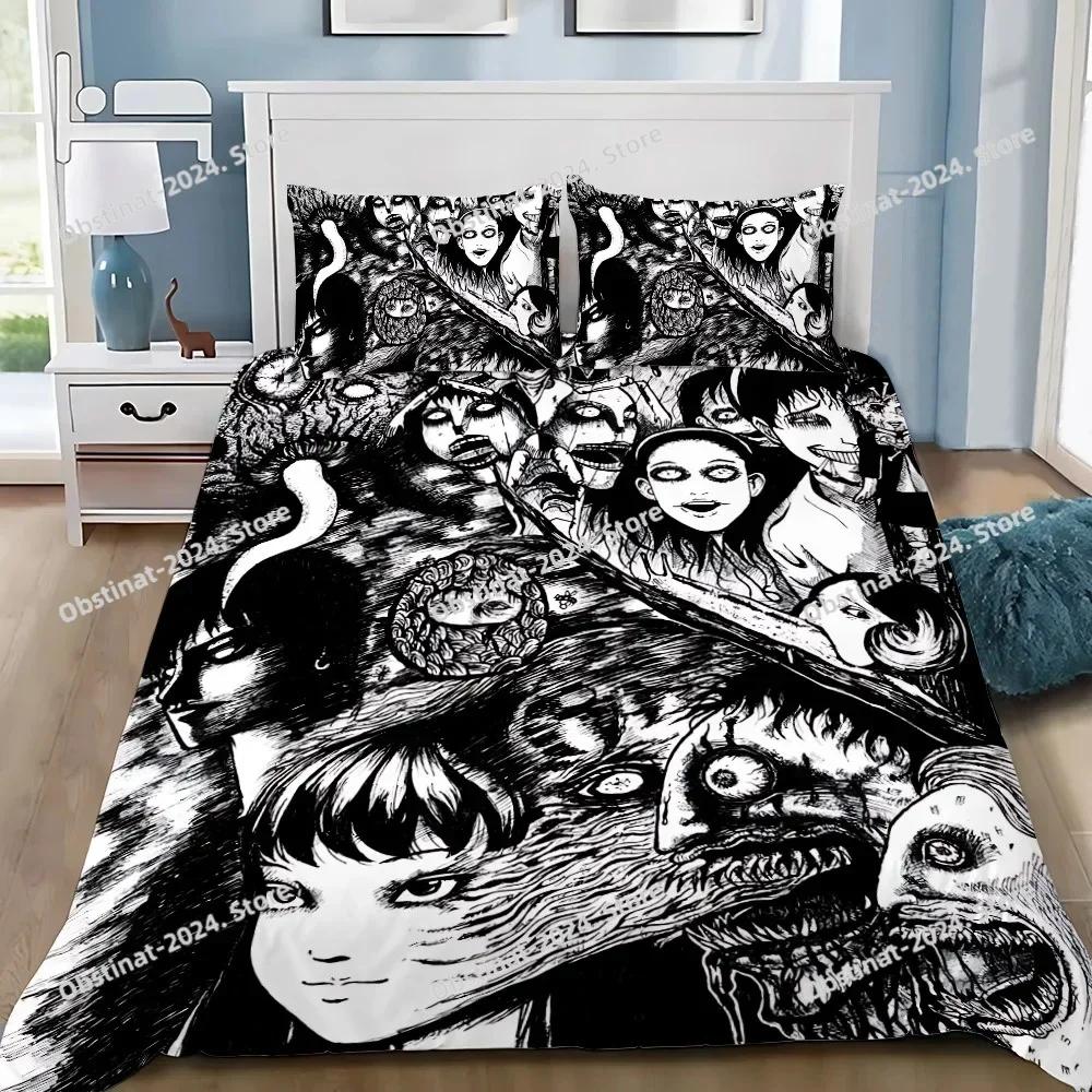 Thriller Manga Duvet Pillowcase Bedding Set Boy J-Junji Ito Tomie Girl Bedroom Decoration Children Gift Single Double Large Size