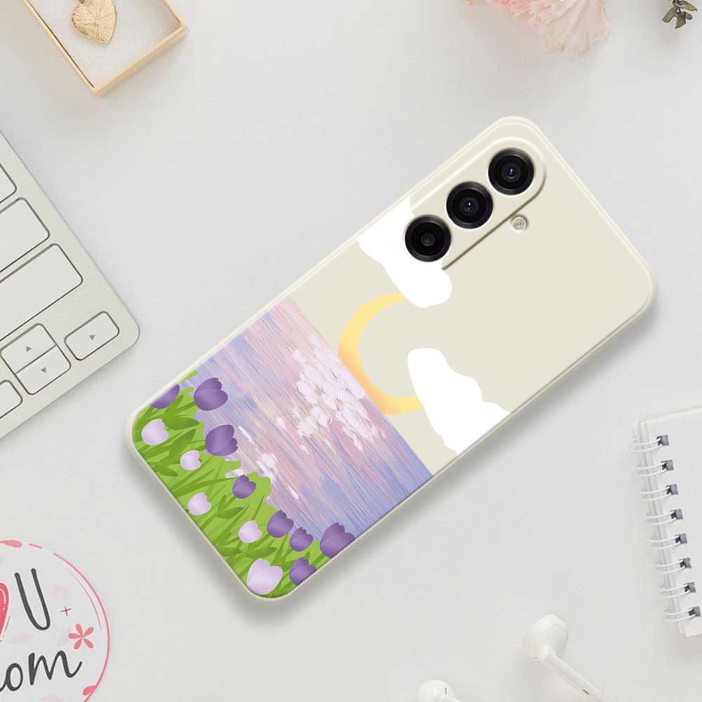For Samsung Galaxy A17 5G Case Flowers and Sea Pattern Printing Straight Edge TPU Phone Back Cover