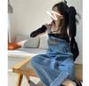 Vintage Denim Jumpsuit For Women Spring Autumn Casual Loose Overalls Female Straight Pants Large Size Suspender Jeans
