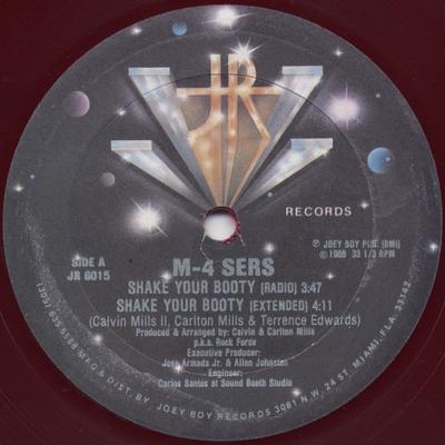 12-дюймовая пластинка M4 SERS - Shake Your Booty JR6015 JR Records 1988 США Танцевальная и Электронная Б/У