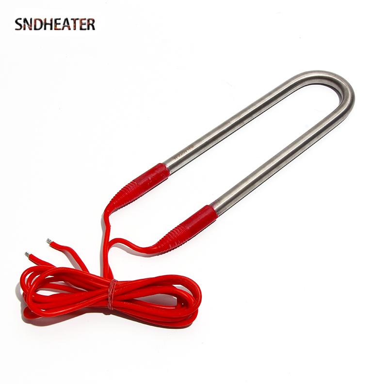 SNDHEATER 12V U Type Electic Immersion Heating Element 110MM Heater Resistance 50W 100W 150W 200W 1M Red Wire for Water Bucket