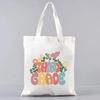 Cute Women Canvas Tote Bag Reusable Commuting Bags Gift for Teacher Trendy Ladies Shoulder Handbag Shopping Bag