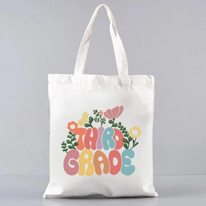 Cute Women Canvas Tote Bag Reusable Commuting Bags Gift for Teacher Trendy Ladies Shoulder Handbag Shopping Bag
