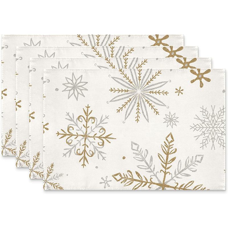 4pcs Christmas Insulated Polyester Meal Mat Merry Christmas Placemats