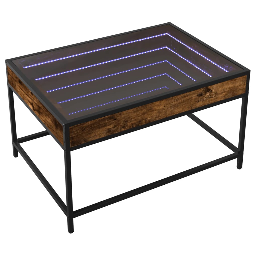 Stolik Kawowy Z Led Infinity, Przydymiony Dąb, 70X50X41 Cm