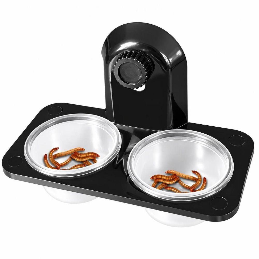 Dual Purpose Insect Feeding Dish BPA Free Gecko Feeding Ledge Spider Mealworm Bowl for Snake