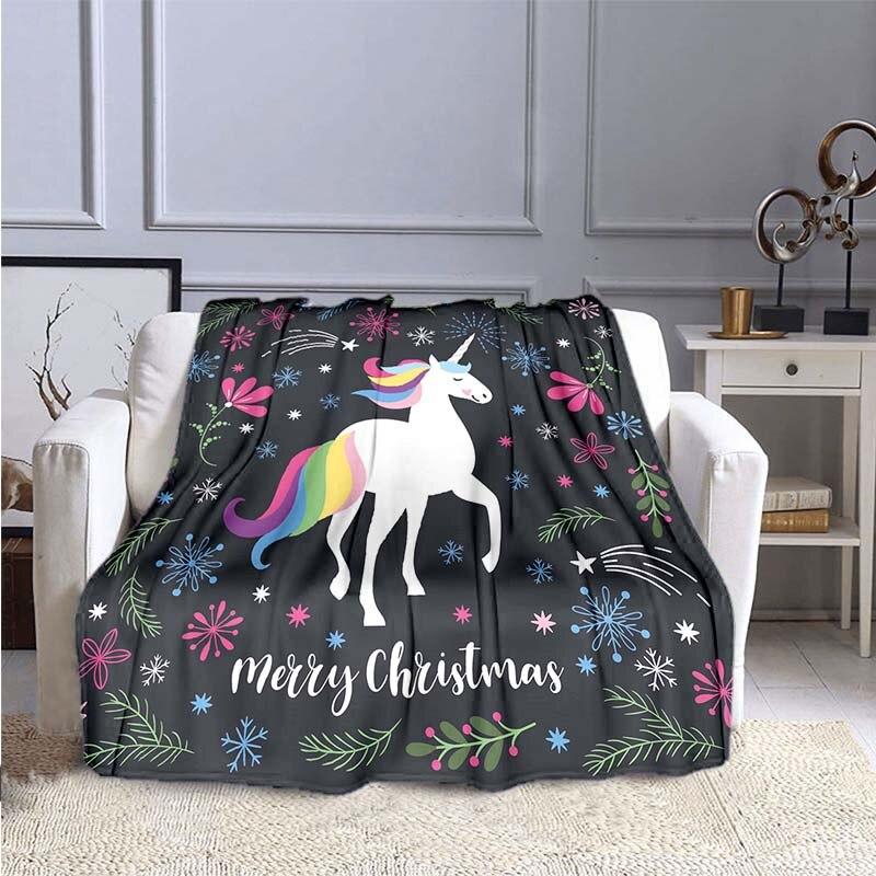 Милое цветное фланелевое одеяло с 3D принтом единорога для кроватей, походов, пикника, модное покрывало, одеяло