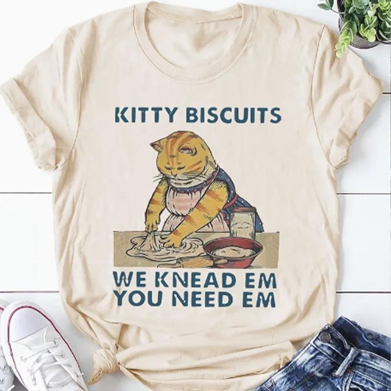 Fashion Women Housework Cat Print T Shirt Funny Casual O-neck Short Sleeves T-shirt Summer Female Tee Shirt