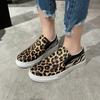 Обувь для женщин 2024 года, женская вулканизированная обувь с леопардовым принтом, осенняя обувь для прогулок на открытом воздухе, женские удобные кроссовки без застежек