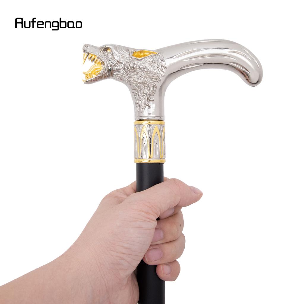Золотая Белая Голова Волка Кусающая Трость для Ходьбы Модная Декоративная Трость Джентльмен Элегантная Косплей Трость Набалдашник Посох 93см